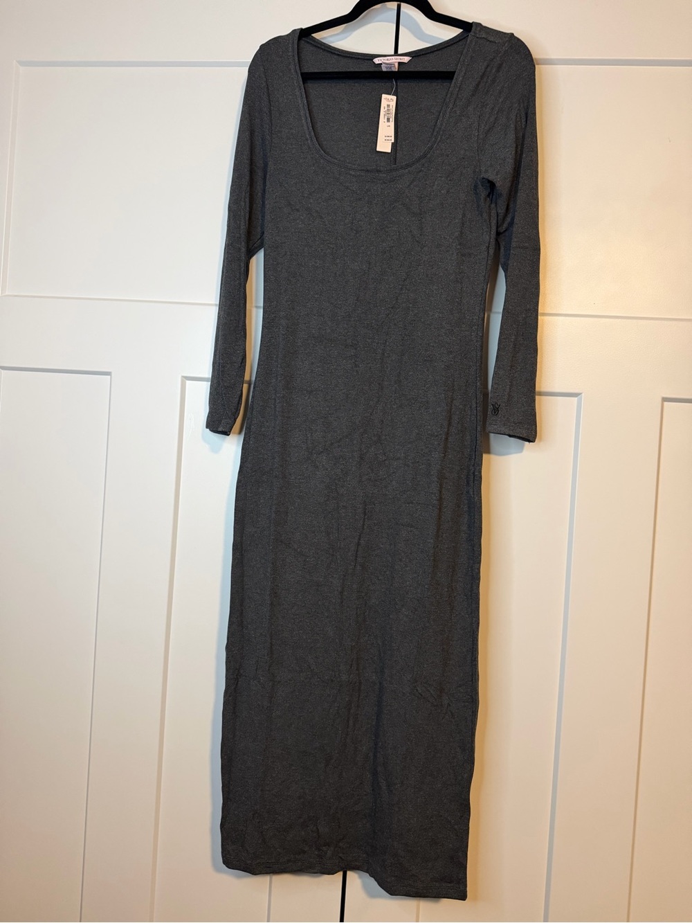 NWT Victoria’s Secret Ribbed Modal Long-Sleeve Slip Dress Gray Size L - Picture 2 of 4